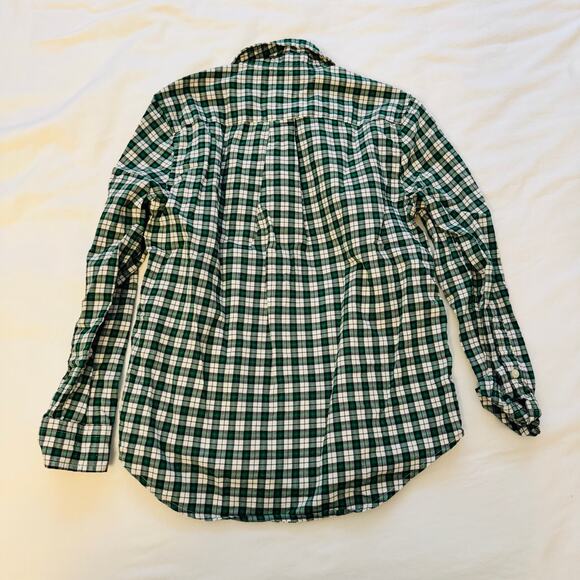 Ralph Lauren Dark Green White Black Plaid Boys Button Down Flannel Shirt Size 7 - Picture 2 of 5